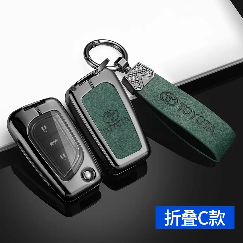 

Zinc Alloy Leather Car Key Case Fob Cover Shell For Toyota Yaris Camry Corolla Prado REIZ Crown RAV4 Hilux Avensis Fortuner CHR