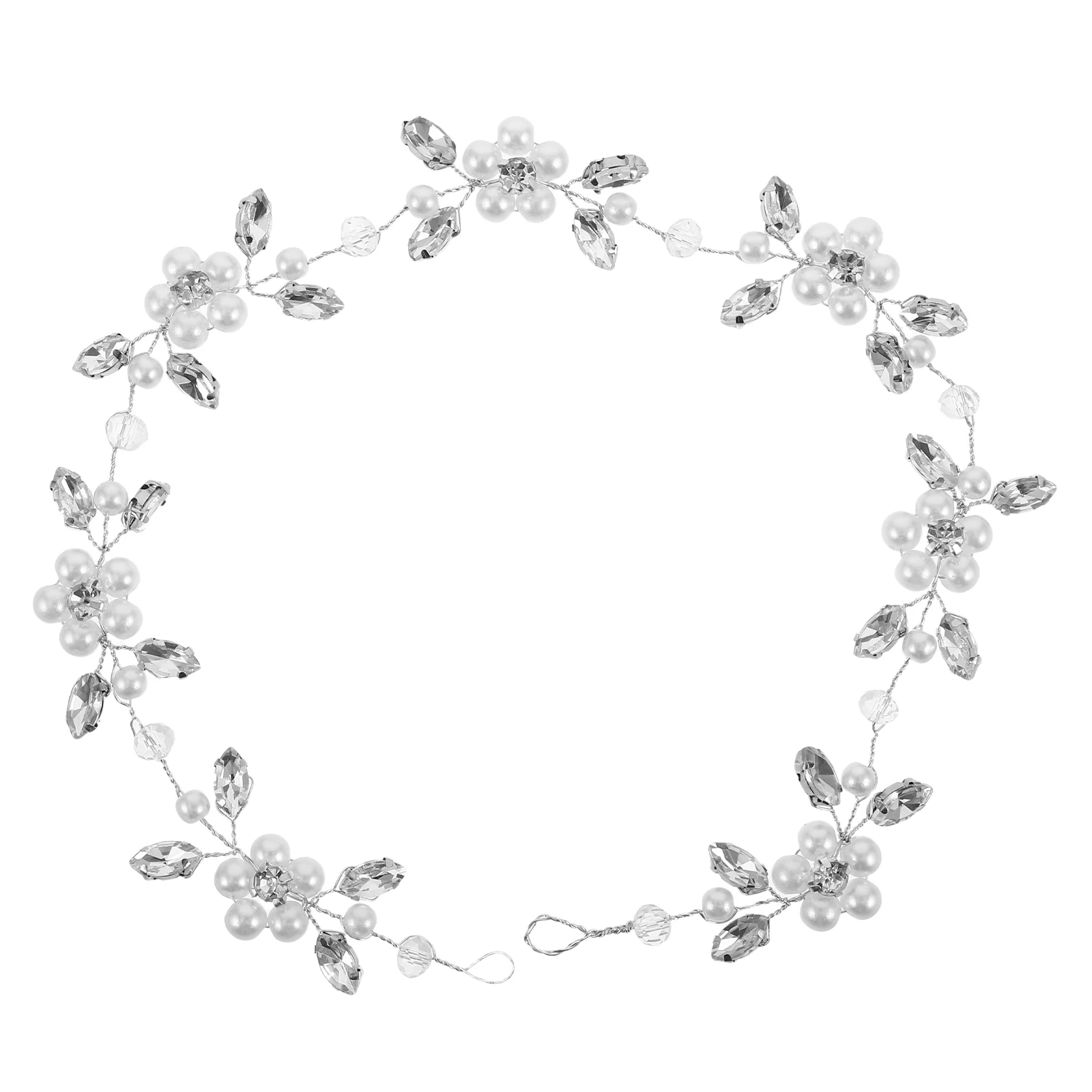 

Pearl Hair Accessories Women Bridal Headpiece Wedding Hoops Vine Soft Chain Lightweight Comfortable Fit Pearl Inlay Metallic
