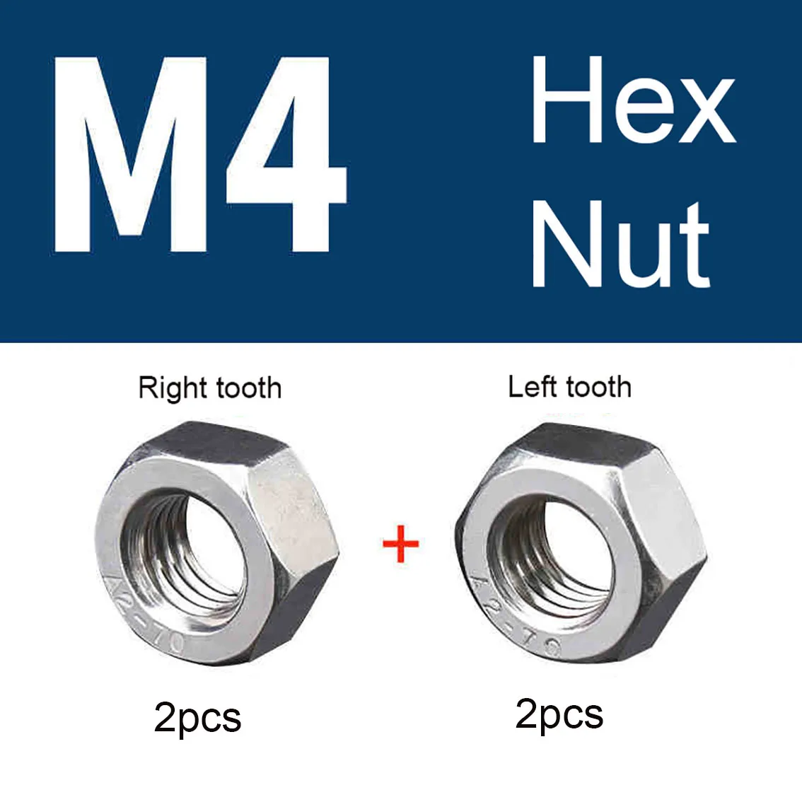 M4~M16 Left and Right Hand Thread Hex Nut Set 304 A2 Stainless Steel Positive and Reverse Thread Hexagon Nuts Kit