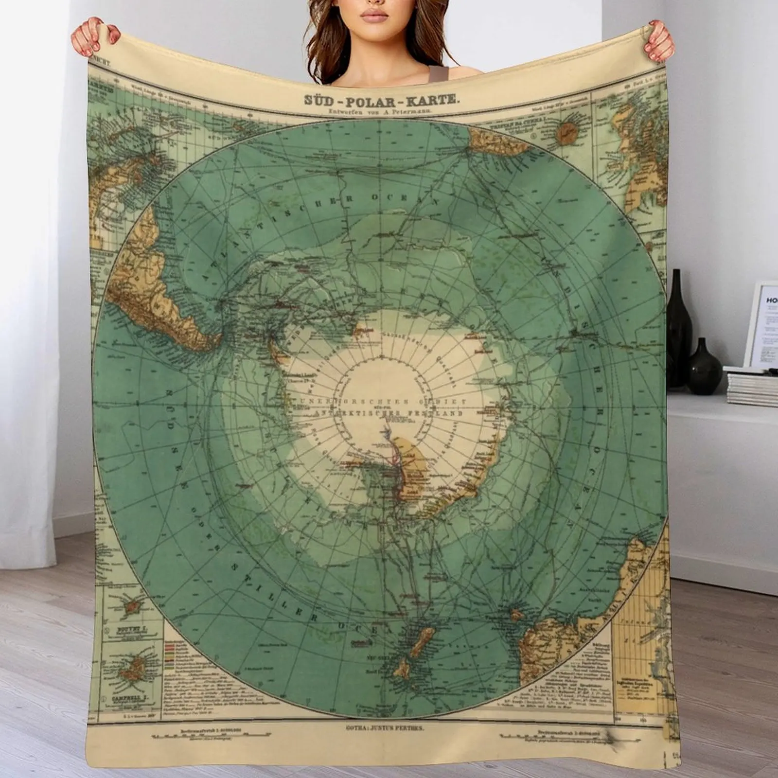 

Map of Antarctica from 1912 (Sd-Polar-Karte) Throw Blanket Weighted cosplay anime Thermals For Travel Vintage Blankets