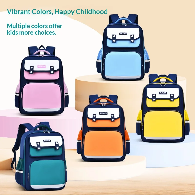 New student backpack with spinal protection, double-shoulder bag, children's backpack, female and male, lightweight bag, luggage