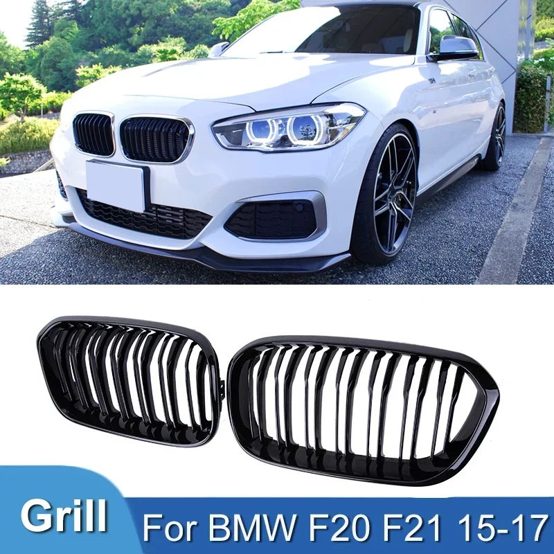 

Pulleco For BMW F20 F21 118i 120i 125i 116i Car Front Bumper Grilles Kidney Racing Grill Double Slat Replacement Grille 15-17
