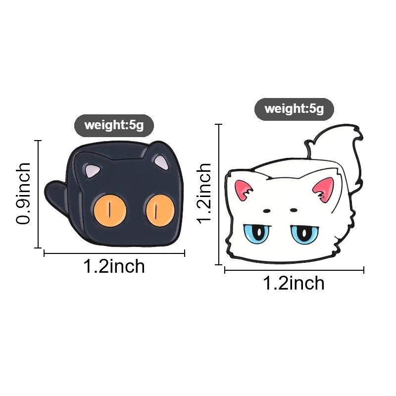 Black Square Cat With Orange Eyes Enamel Pin, Minimalist Geometric Kitten Brooch For Modern Style And Cat Lover Gift