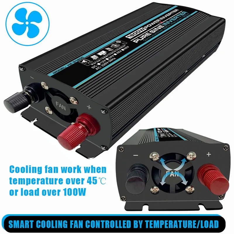 1000/1800/2000/2600W Pure Sine Wave Power Inverter Voltage Transformer LED Display Car Home Outdoor DC12V to AC 220V Converter