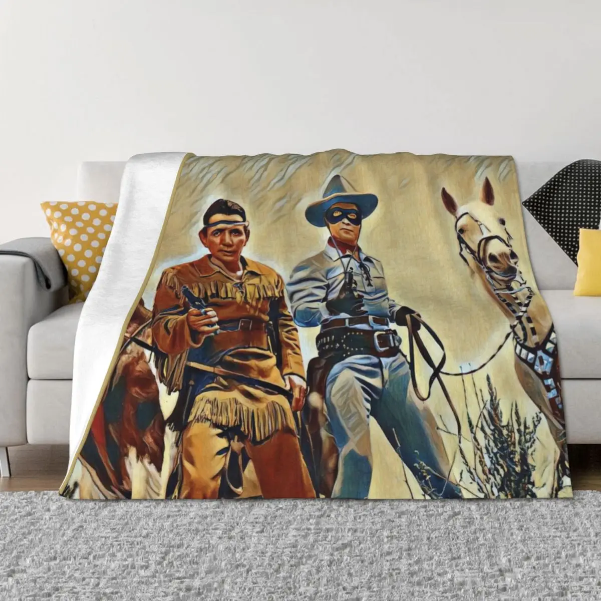 

The Lone Ranger & Tonto, Silver & Scout Throw Blanket Stuffeds Furry Retros Tourist Blankets