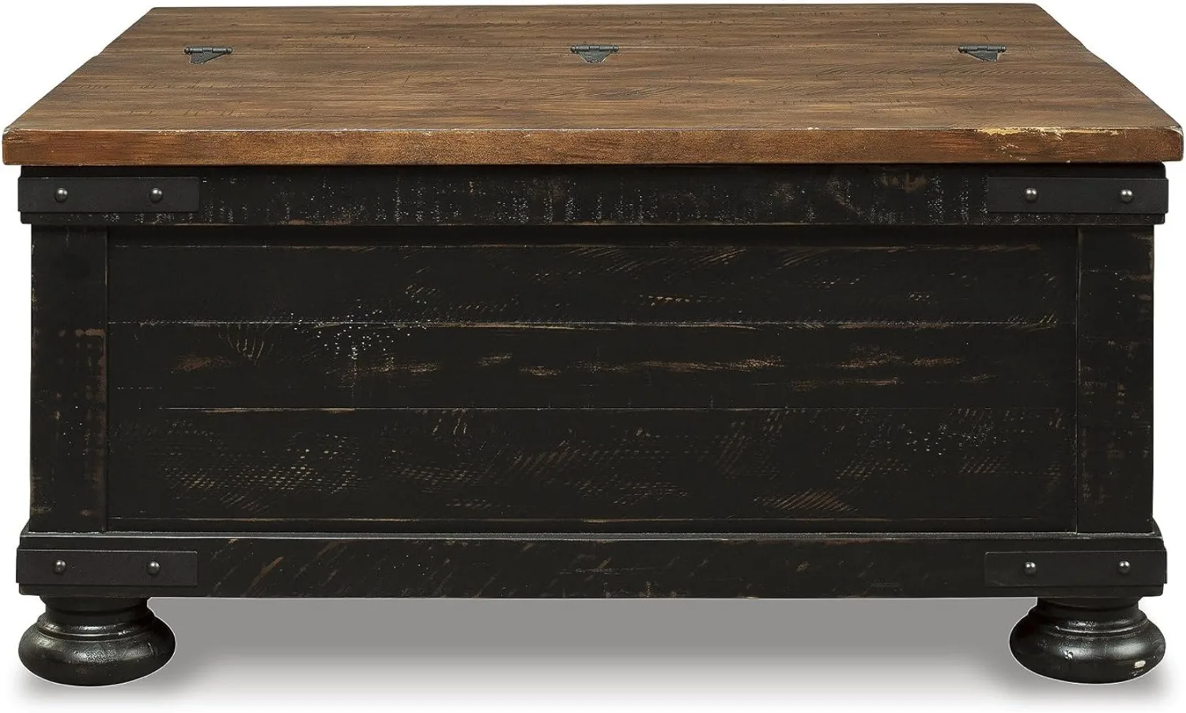 Signature Design by Ashley Valebeck Farmhouse Lift Top Coffee Table with Storage, Distressed Brown & Black Finish