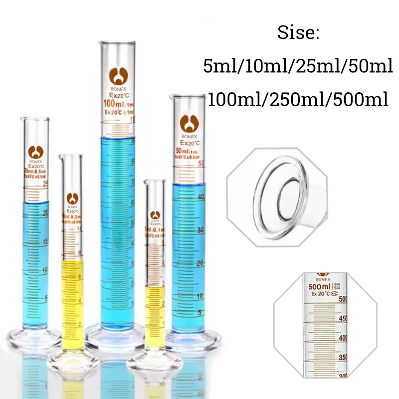 1PCS 5ml-500ml Labor Glas Messzylinder Absolvent für Chemie Wissenschaft Schule Labor Experiment Professionelle Verwendung