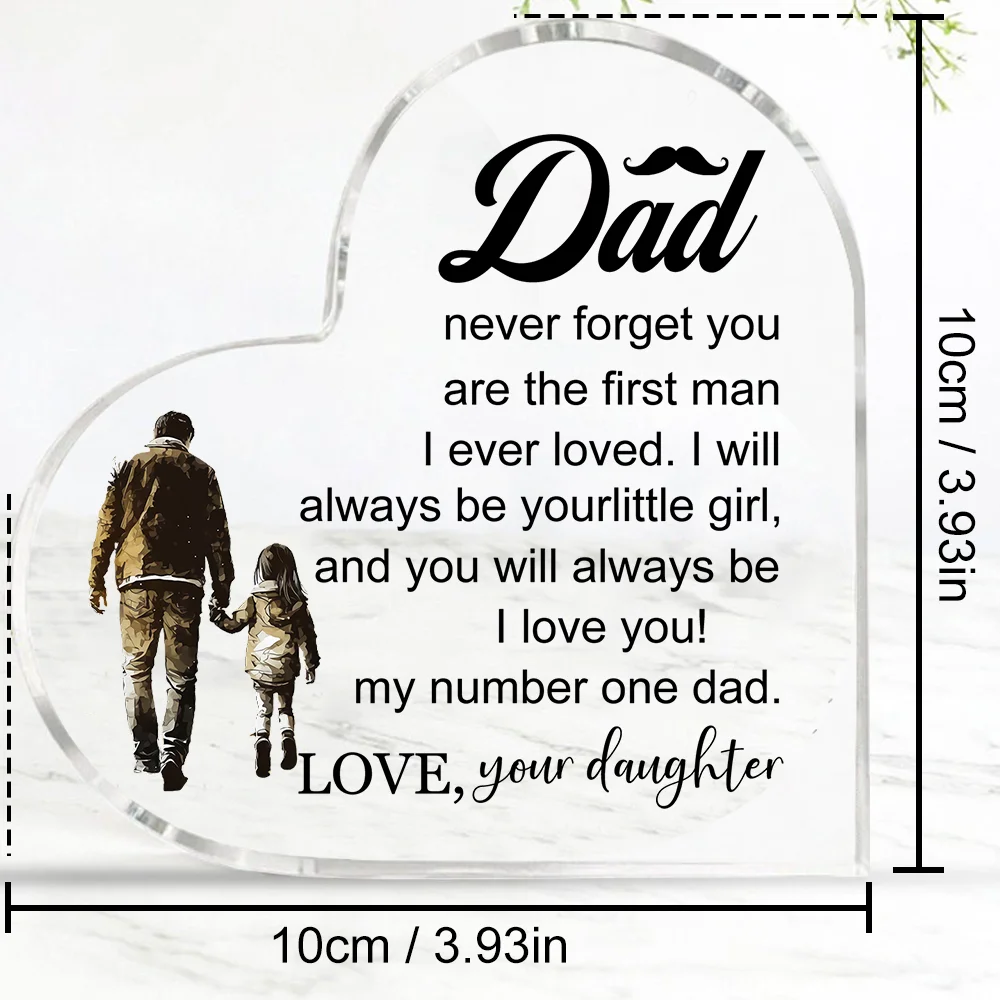 1 Pcs Dad transparent Presents From Daughter son for my best Dad heart-shaped Gift For my father home Ornaments Birthday gift