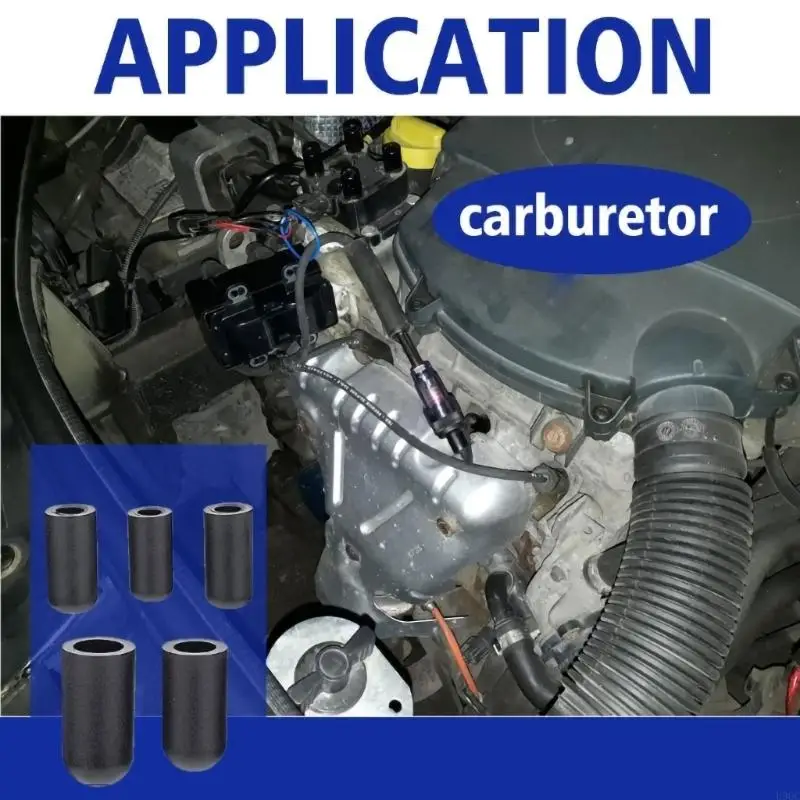 Carburetor Vacuum Port Cover Set with Closed-End Black Rubber Pieces, 3/16