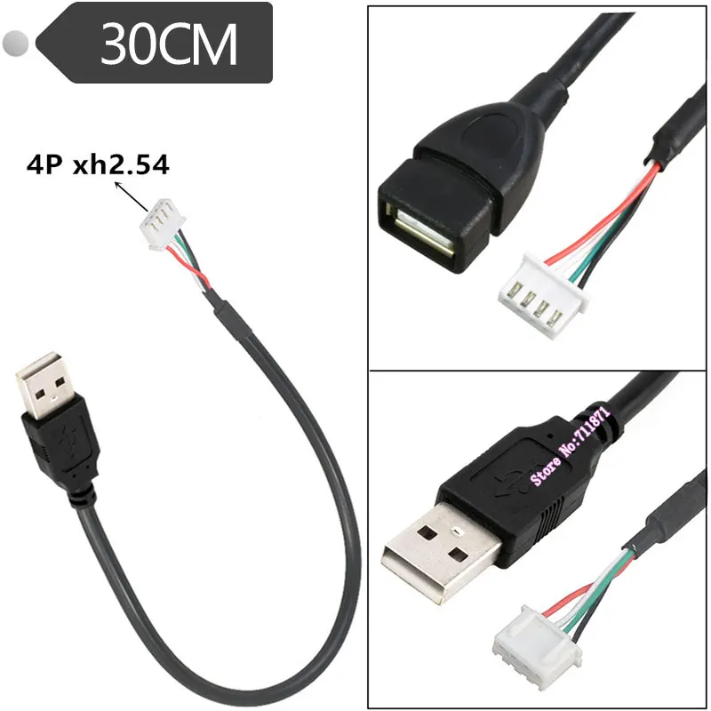 4P 4Pin 2.54 Pitch XH2.54 to Usb Male Female Debug data cable For develop board Usb 2.0 male Female 4 Pin XH2.54 test DATA Line