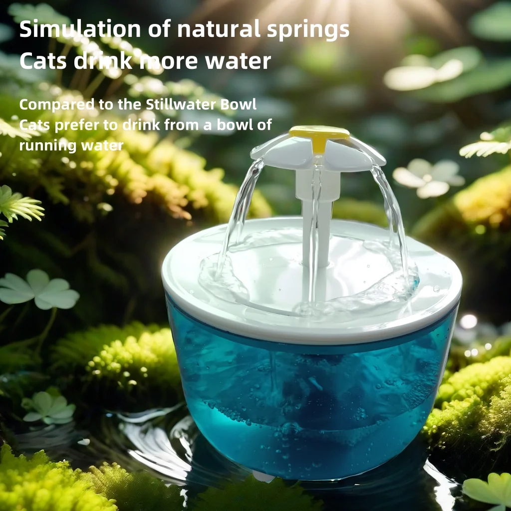Katzen-Trinkbrunnen, 1,2L Zirkulierender Haustier-Wasserspender, USB-Betrieben, Geräuscharm, mit Filterschaum für Katzen und Kleine Hunde – Detail 2
