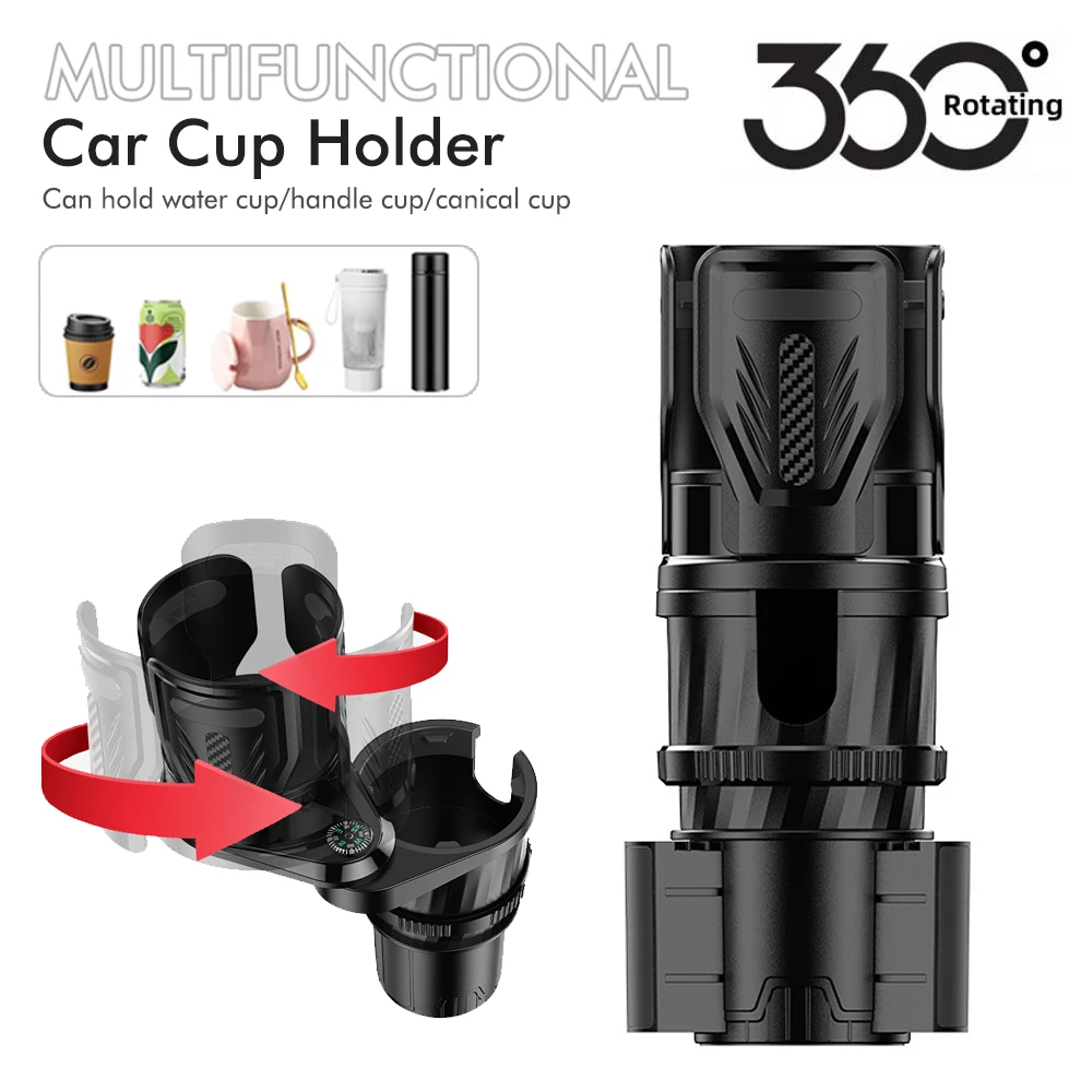 Multi-Functional Car Dual-Purpose Cup Holder & Drink Rack with Instant Noodle Holder, Compass, and Extendable Base