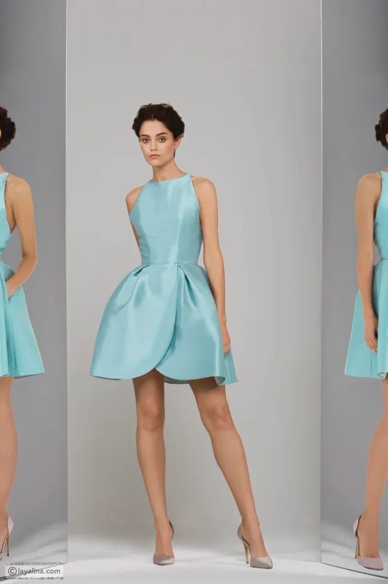 Sukienki Sky Baby Blue Damskie Bez Rękawów Krótkie Sukienki na Bal Studniówkowy Modne Sukienki Koktajlowe Mini w Kształcie Litery A Satynowe Sukienki na Zamówienie