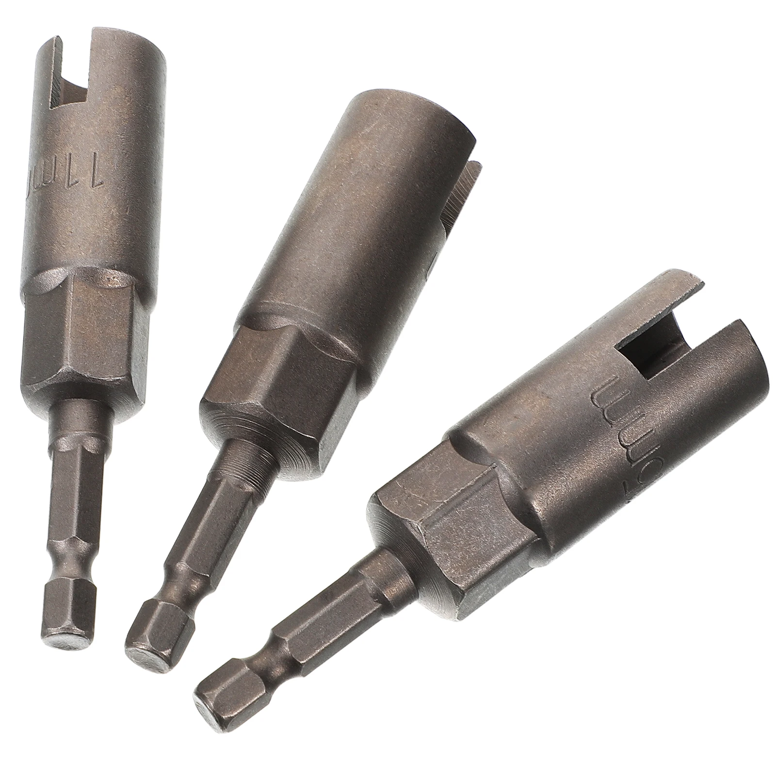 

3Pcs Hex Socket Nut Driver 1/4Inch Adapter Slot Silver for Bolt Screw Hook Fastening Wing Nut Driver Bit Set Wrenches