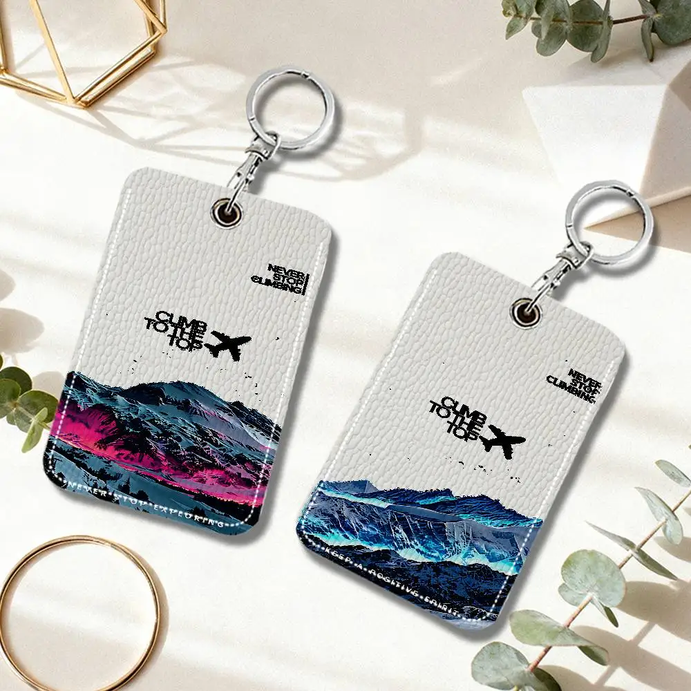 Peak Plane Sign Rectangle Keychain Card Holder, Badge Credit Card Holder, Student ID Card Holder, Bus Cards Cover