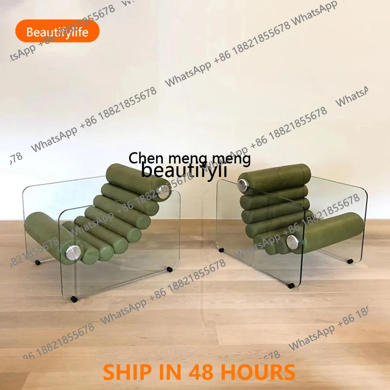 

FH Italian Minimalist Transparent Acrylic Leisure Single Tempered Glass Recliner H