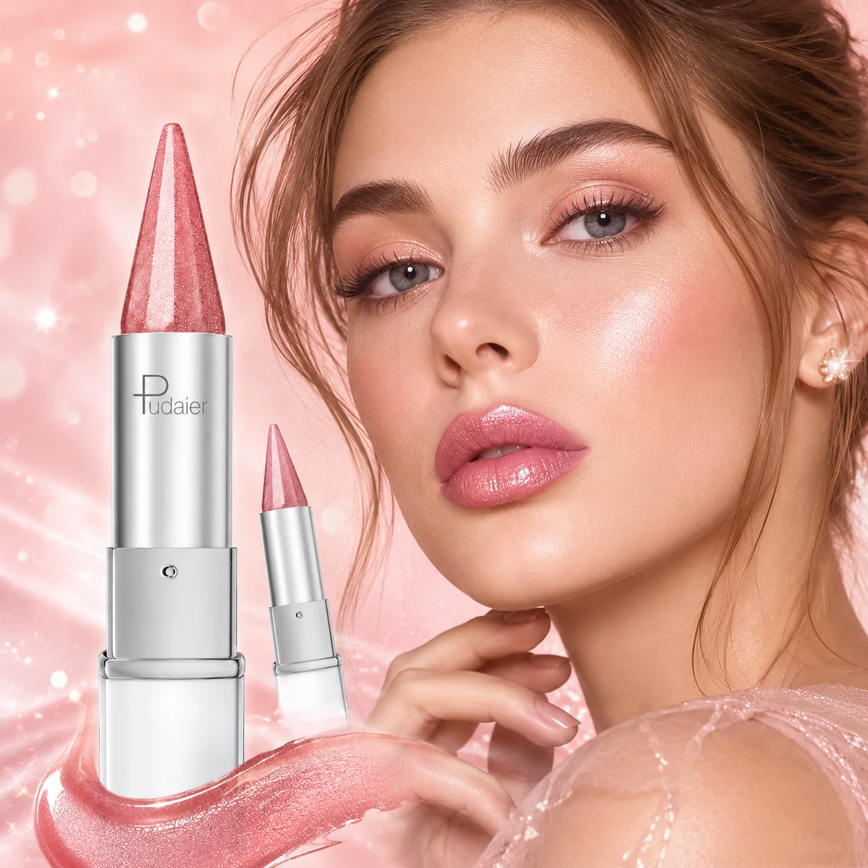 Schimmernder Lippenstift, feiner, leuchtender, rosafarbener, hautfarbener Lippenbalsam, langanhaltender, feuchtigkeitsspendender, perlmuttfarbener Lipgloss, wasserfeste Kosmetik für das tägliche Make-up – Detail 7