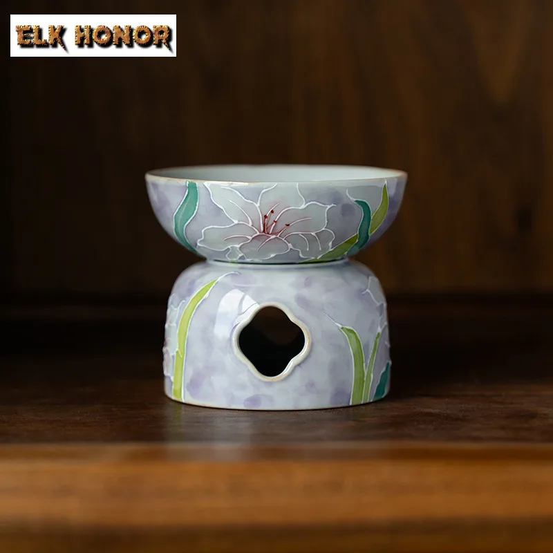 

Misty Purple Pure Handpainted Lily Tea Separator Infusor Japanese Tea Strainer Dispenser Tea Maker Tea Filter Tea Ceremony Craft