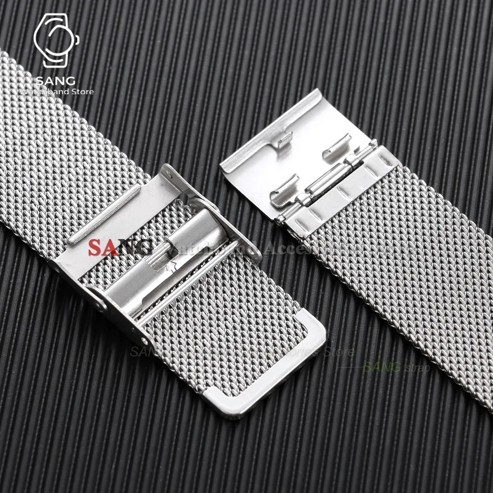 18mm 20mm 22mm 12mm 14mm 16mm 17mm 19mm 21mm 24mm Schnellverschluss-Uhrenarmband 0,6mm Milanaise-Mesh-Stahl-Uhrenband Business-Armband – Detail 3