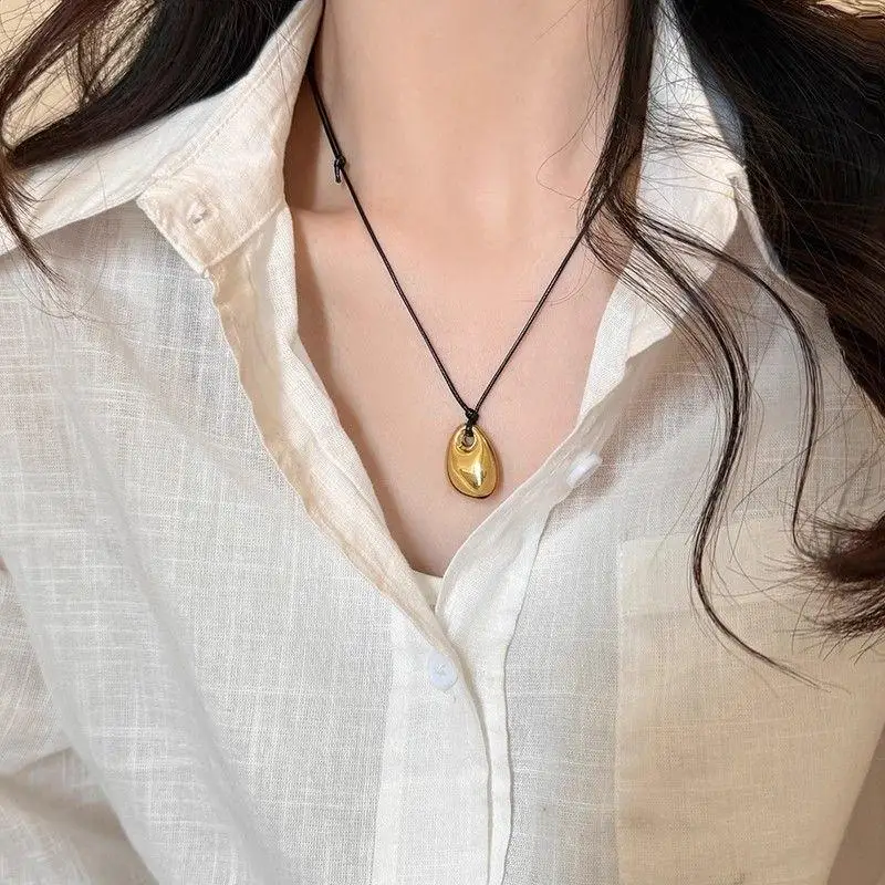 قابل للتعديل بو الجلود قلادة حبل غير النظامية الفول قلادة سلسلة الترقوة هندسية سحر العنق للجنسين التبعي