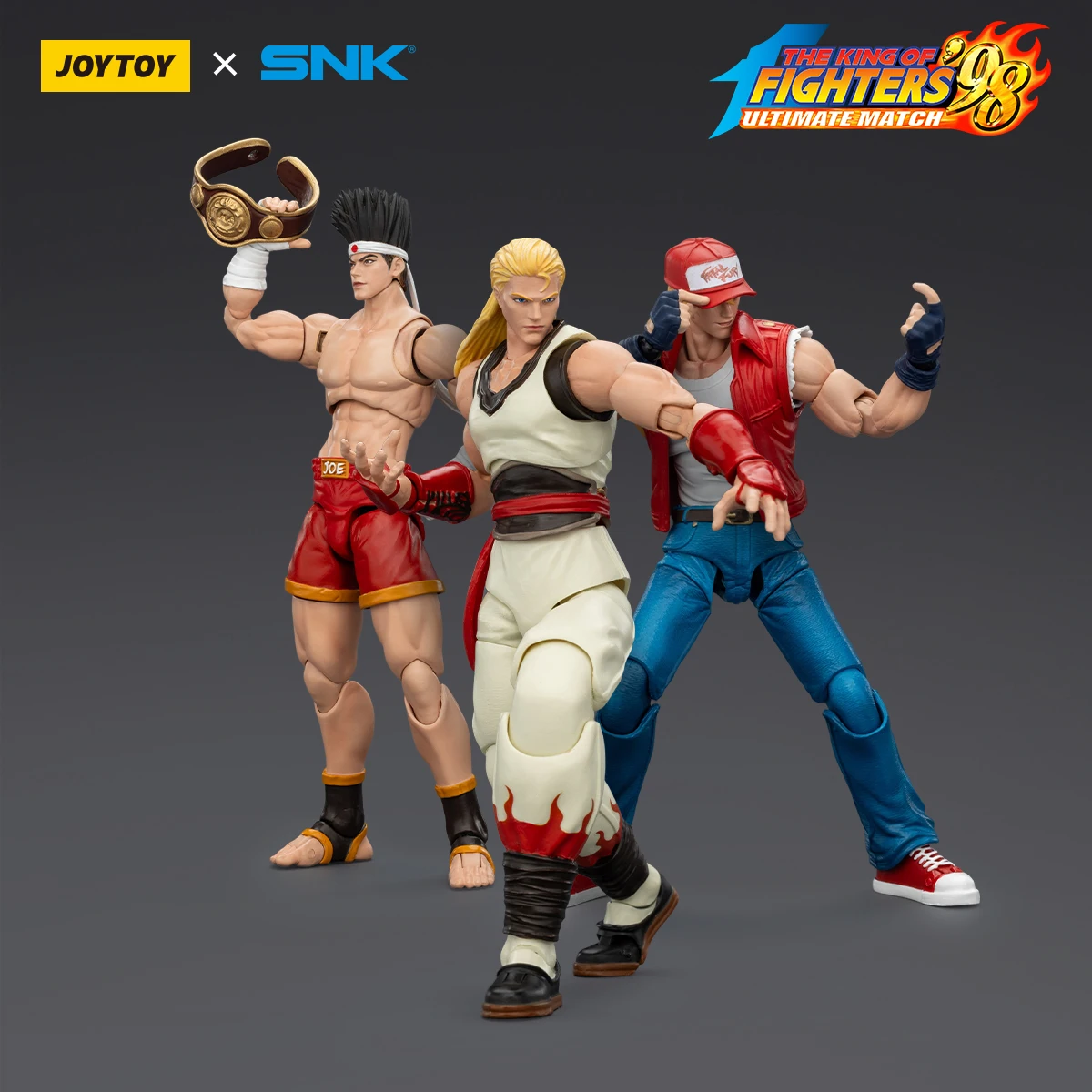 

JOYTOY 1/18 Action Figure SNK KOF '98UM Fatal Fury Team Terry Bogard Andy Bogard Joe Higashi Anime Model Toys