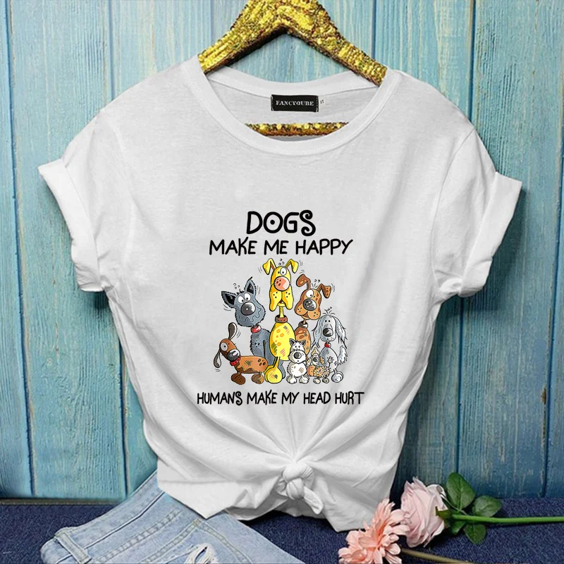 Dogs Make Me Happy Humans Make My Head Hurt T-Shirt Funny Dog T-Shirt Cute Dog Shirt Dog Lover T-Shirt