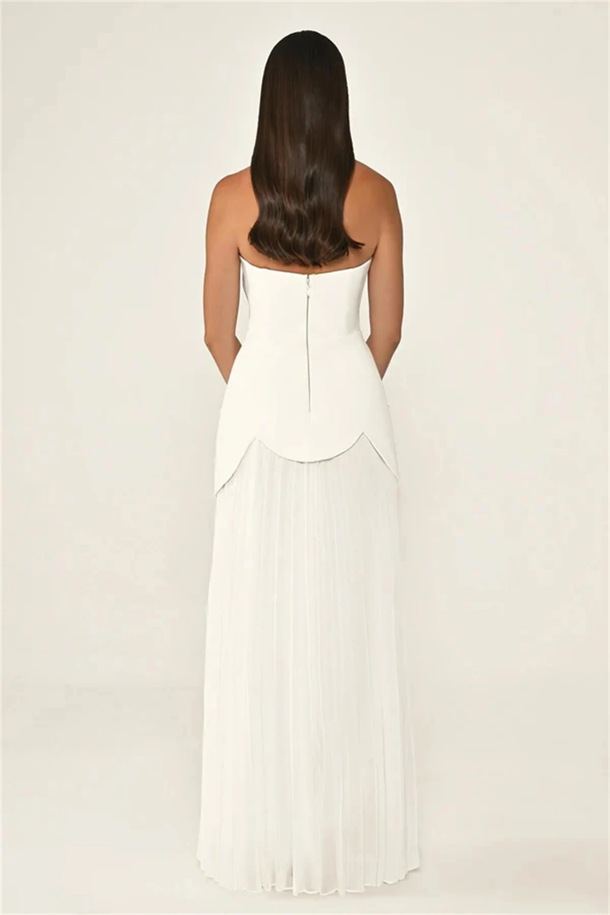 فستان سهرة أنيق رائع بدون حمالات مخصص بطيات على شكل حرف a طويل مطرز بالخرز فساتين حفلات رسمية EVON BRIDAL