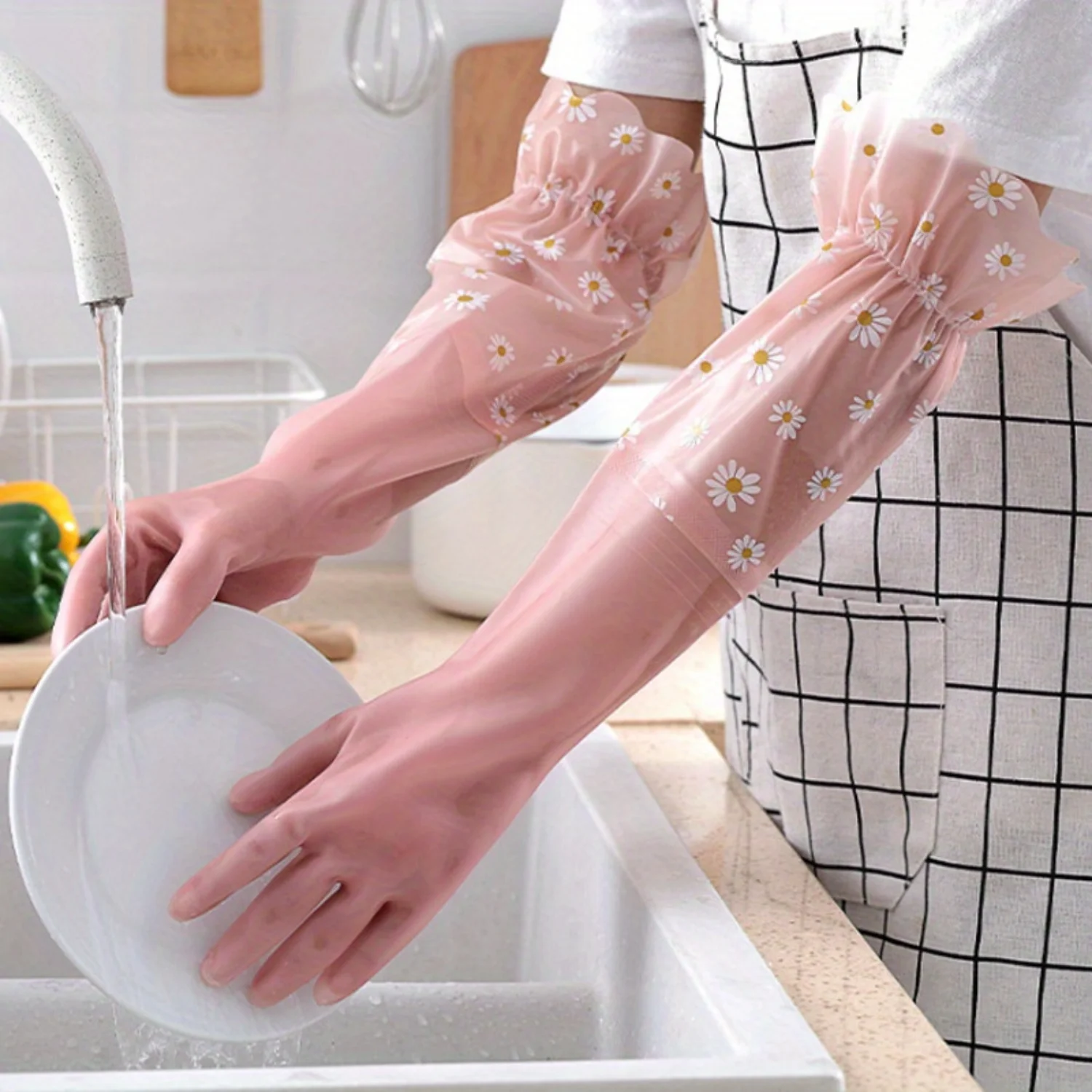 Premium Reusable Dishwashing Gloves - Skin-Friendly, Non-Slip, Durable - Ideal for Laundry, Kitchen, Toilet - Latex Free - Mediu