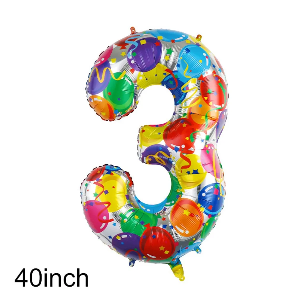 Grands ballons numériques colorés, 40 pouces, en aluminium, décoratifs pour fête