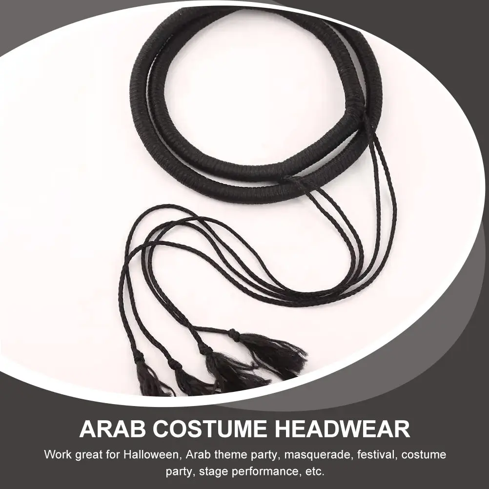 

Arabian Costume Headband Scarf Rope for Men Tassel Muslim Desert Wrap Festival Masquerade Stage Accessory