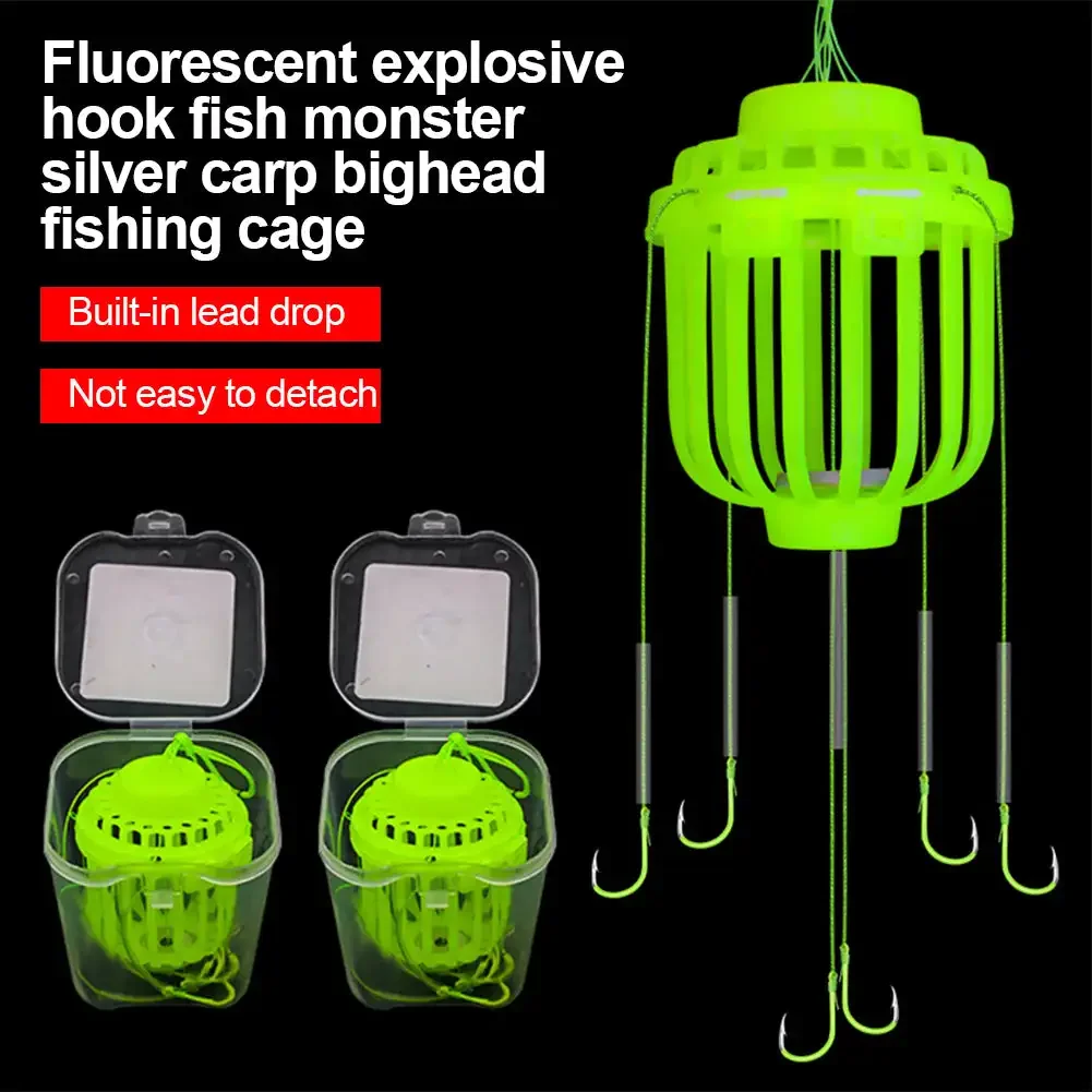 Carp Fishing Explosion Hook Feeder 8/9/10/11/12/13/14# Fishing For Silvercarp Black Fish Carp Hand-knotted Removable 2023 New