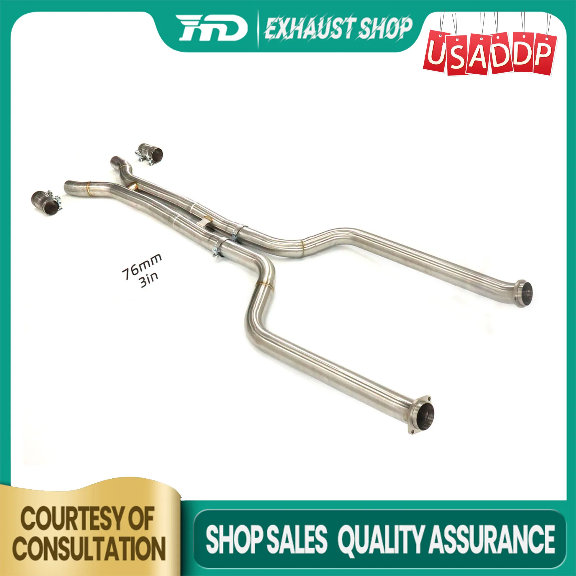 

Middle pipe for BMW X5M X6M F95 F96 LCI S68 Large diameter pipe 76mm Stainless steel Exhaust system Long service life