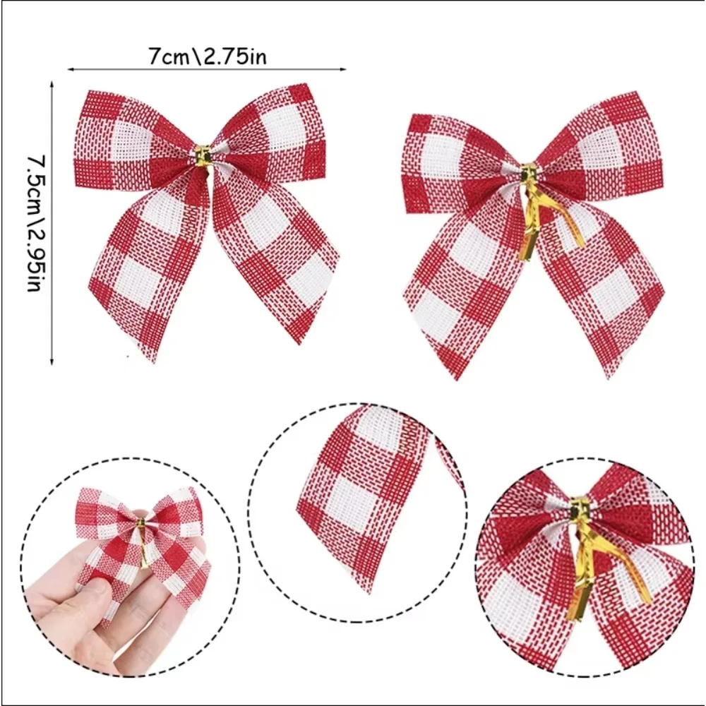 20/10pcs Linen Christmas Bow Decoration Christmas Tree Hanging Ornaments Bowknot for Xmas Wreath New Year 2024 Navidad Gifts Bow