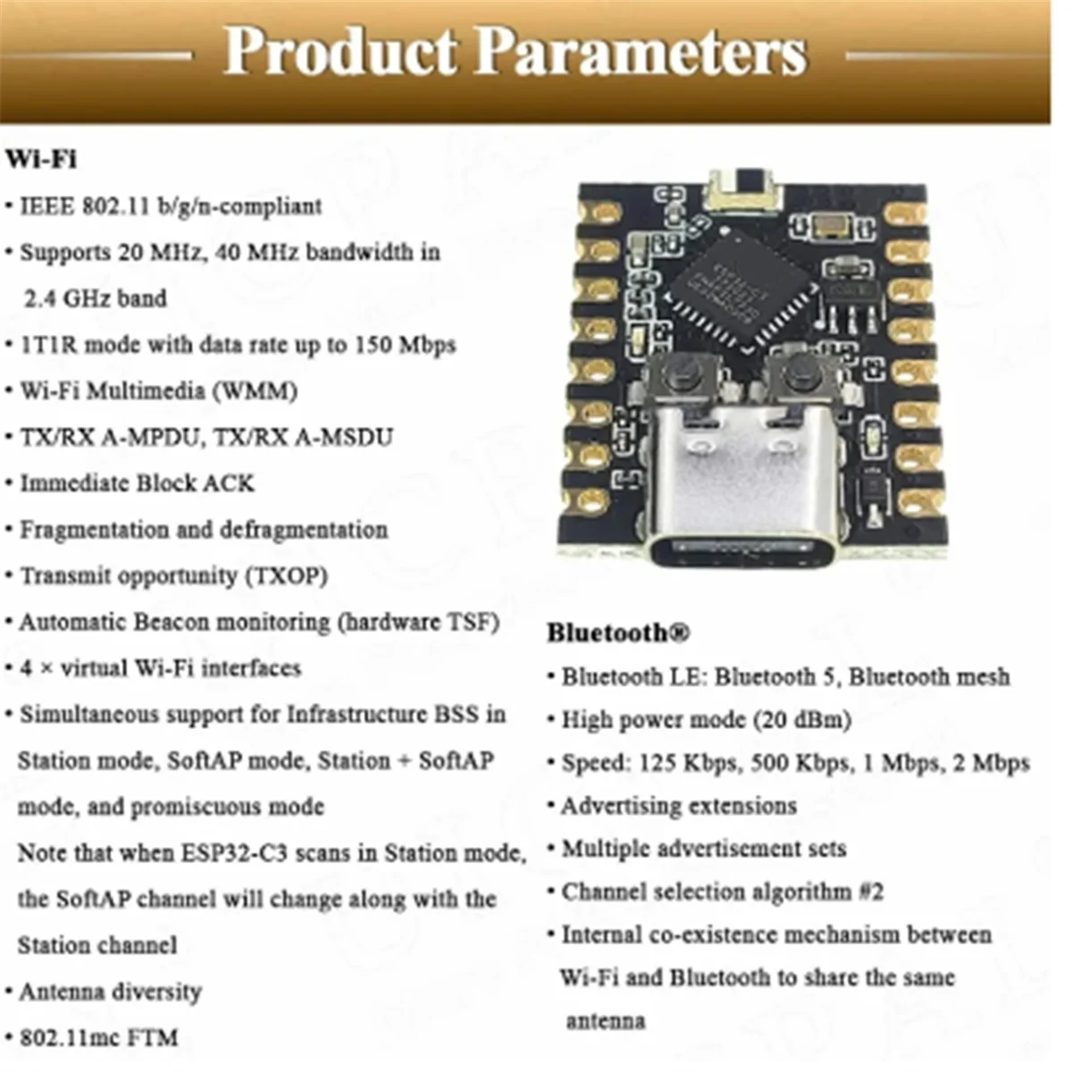 ESP32-C3 Development Board ESP32 C3 SuperMini WiFi Bluetooth for Arduino