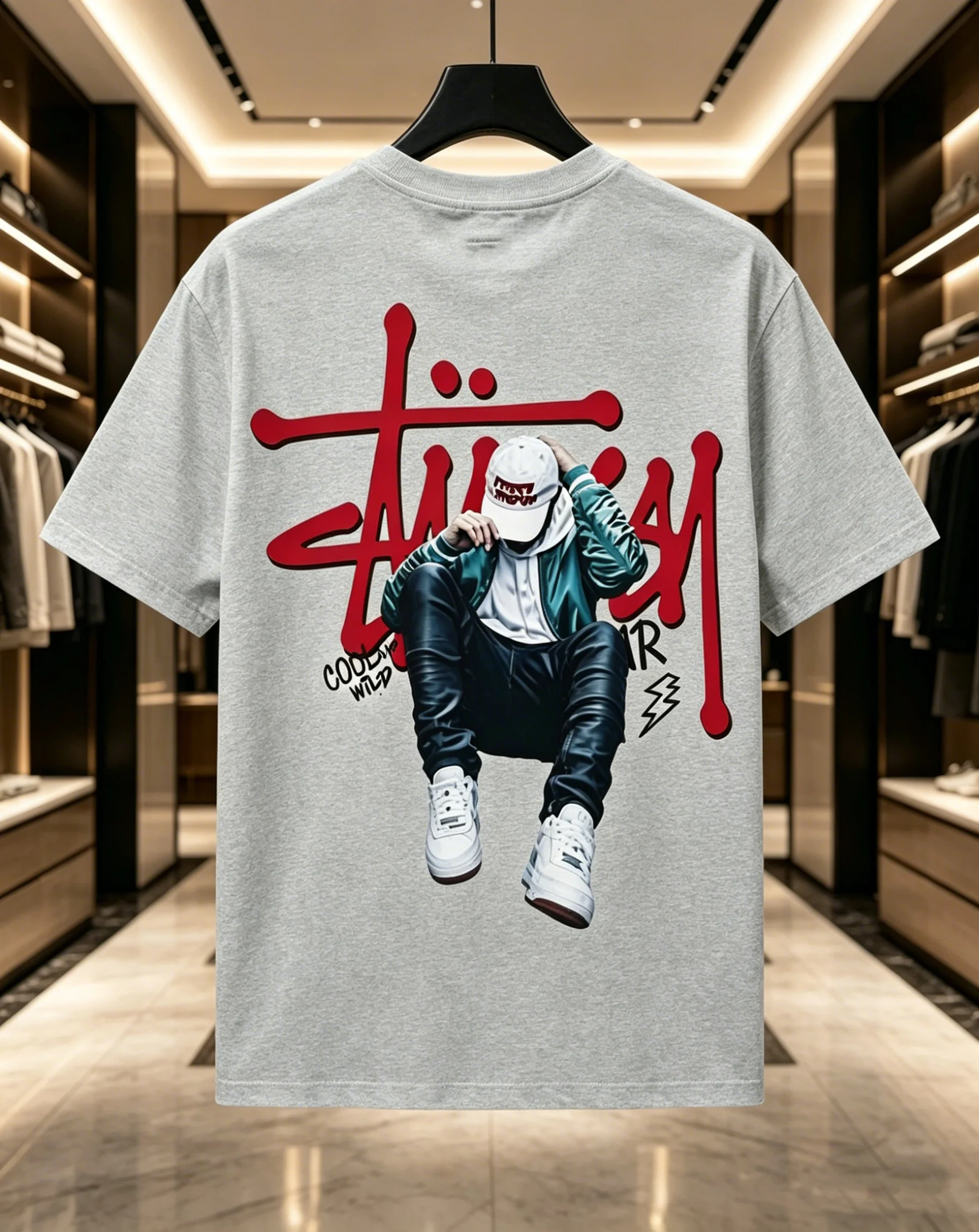 Men's Cotton T-shirt Men's and Women's Universal All-match Cotton Round Neck Y2K Retro Trend Pattern Printed Short Sleeve