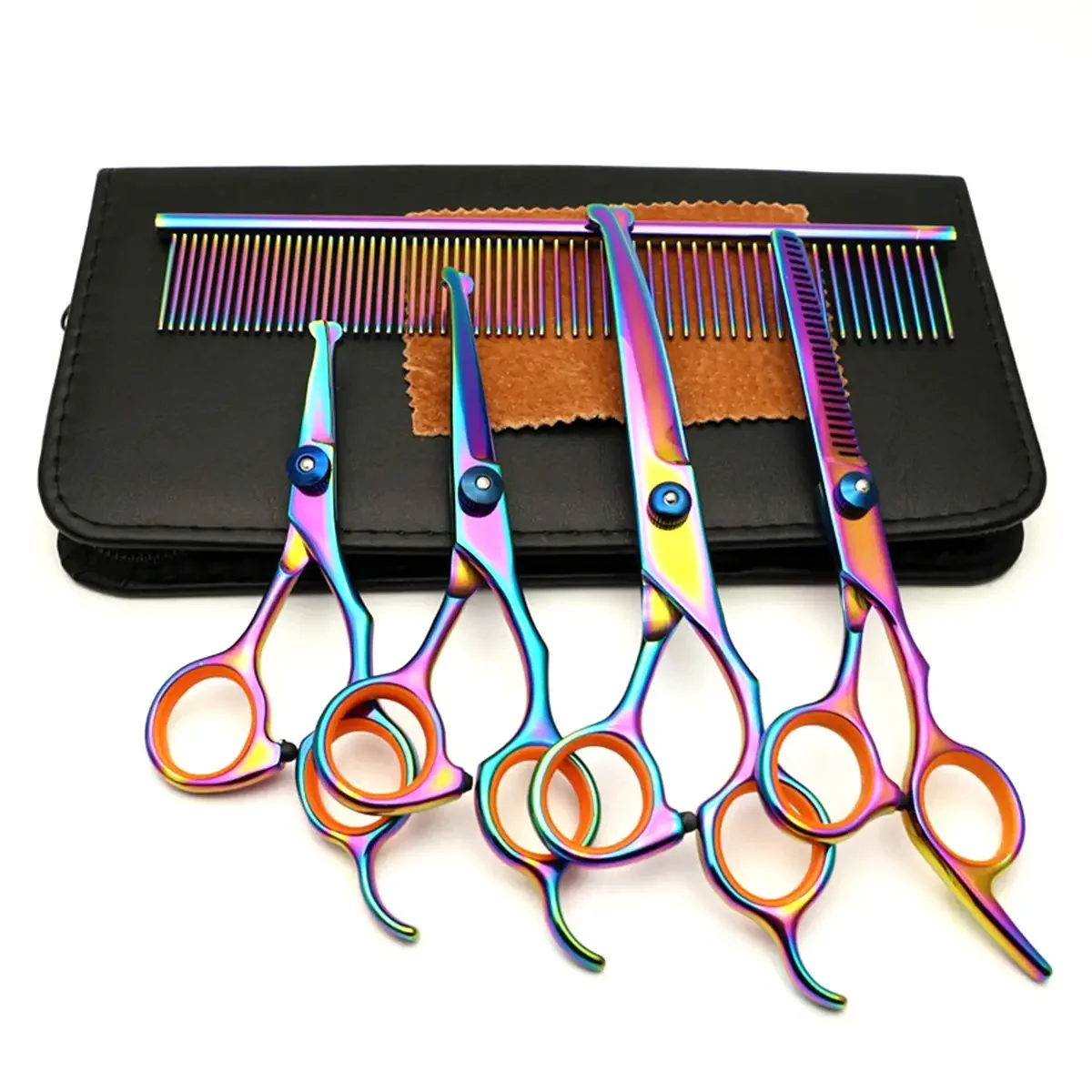 Dog Grooming Kit, 5Pcs Pet Grooming Scissors Set Professional Pet Trimmer Kit Stainless Steel Dog Cat Hair Care Cutting Scissors