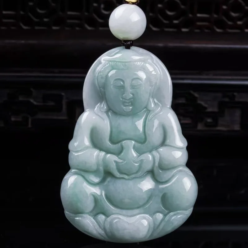 

Натуральный мьянманский изумруд, кулон-амулет Кундика Авалокитешвара, резное украшение, модный амулет, подарок для женщин с сертификатом