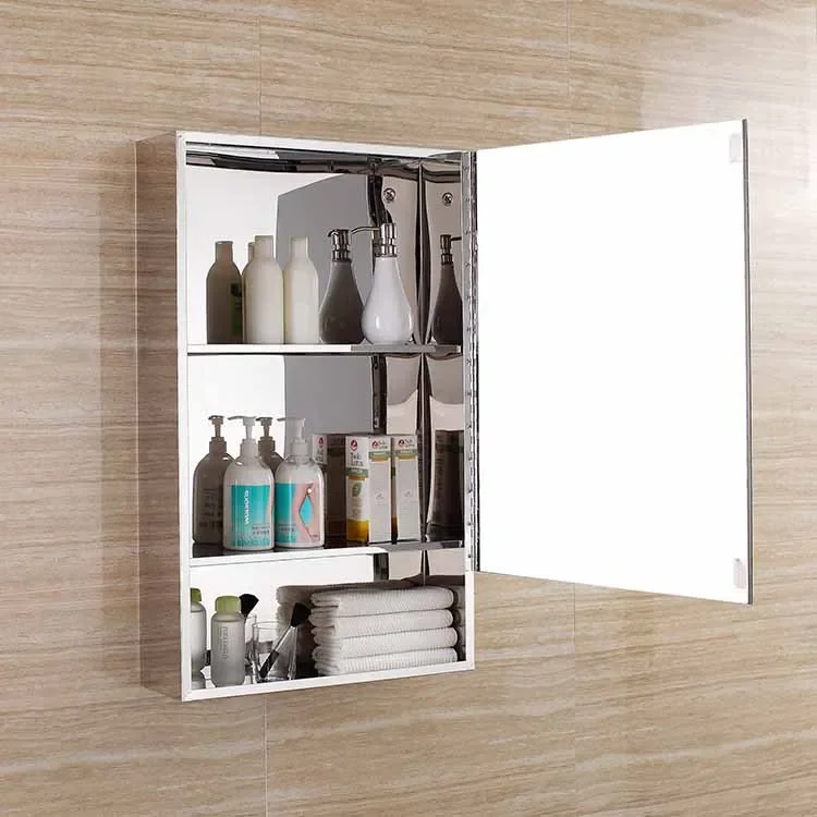 Armadietto a specchio da parete in acciaio inossidabile, armadietto a specchio da bagno ispessito semplice e moderno