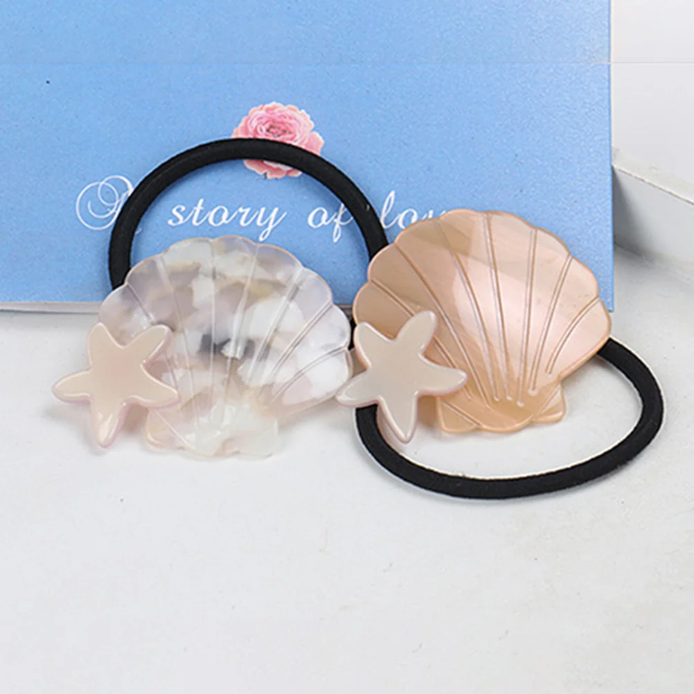 

2pcs Shell Elastic Band For Women Girls Hair Accessory For Girls Stylish Ponytail Holders Non-Damaging Hair Accessories