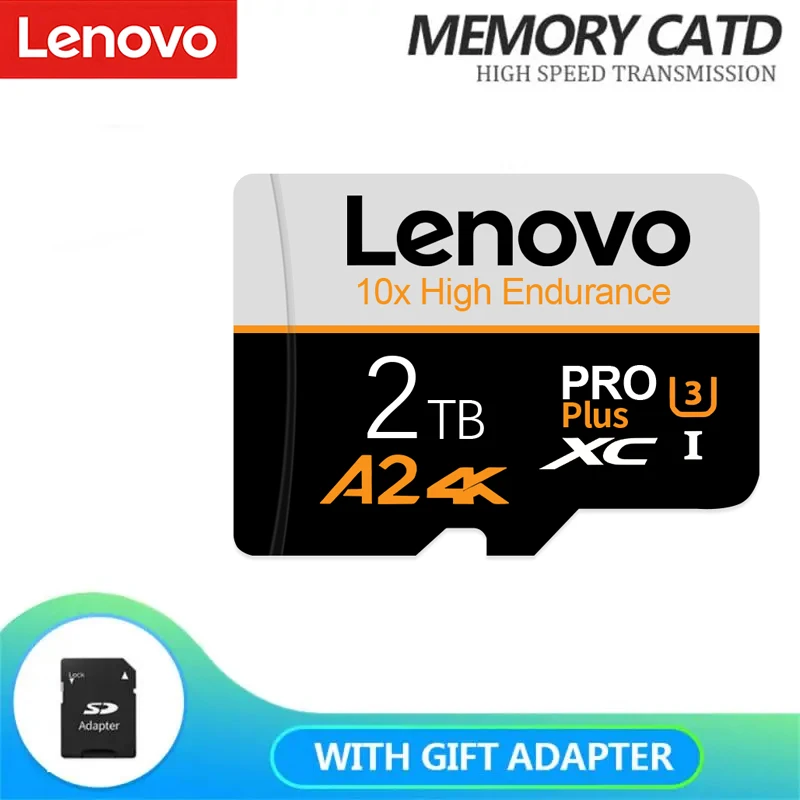 Lenovo-Mini Memory Card Class 10, £, Micro TF, SD, Flash Cards, High Speed, C10, 2TB, 1TB, 512GB, 256GB, 128GB, Frete Grátis