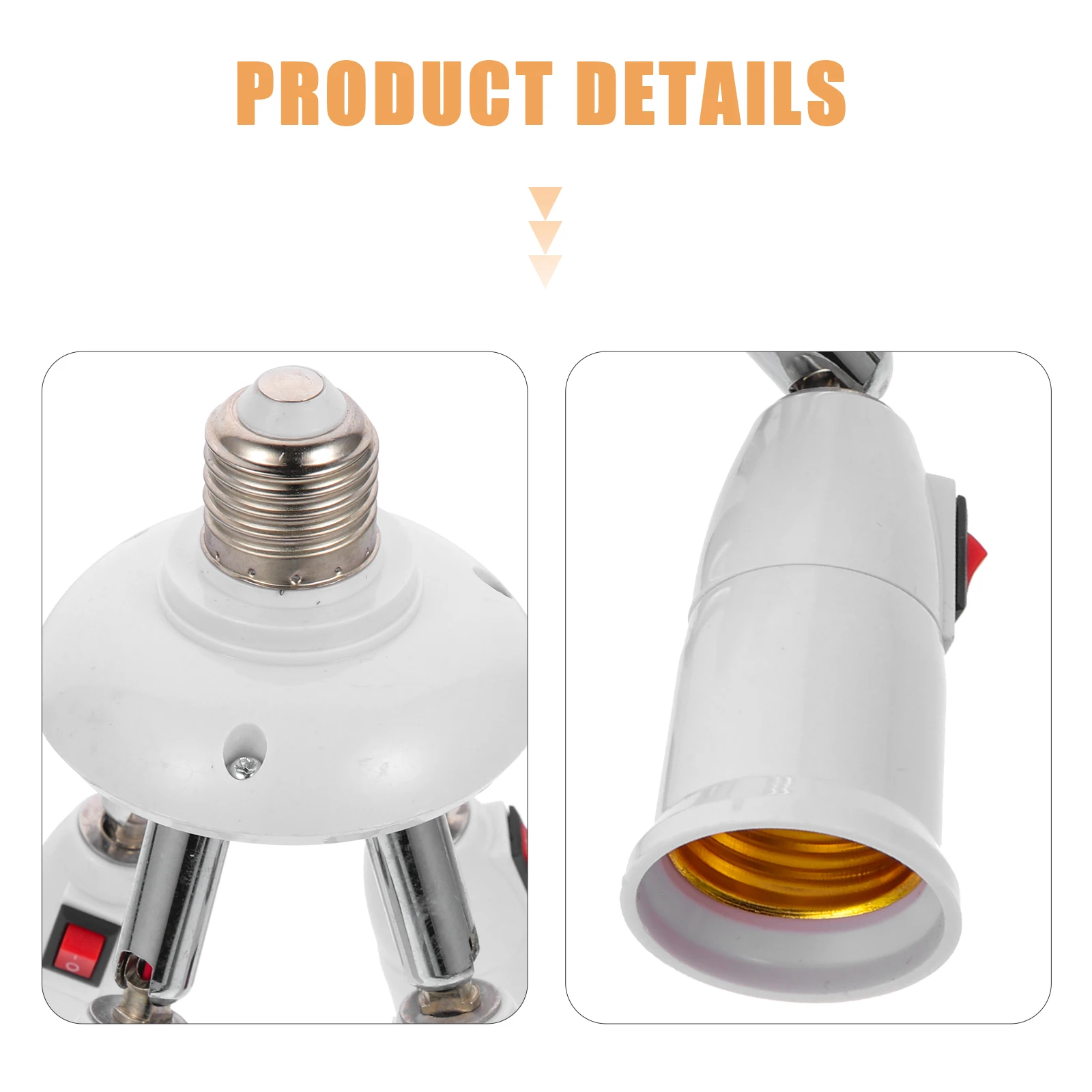 

E27 Адаптер цоколя для лампы Разветвитель Преобразователь лампочки 360° ° Вращающийся, устойчивый к высоким температурам 200. ° C Огнестойкий материал Bpt