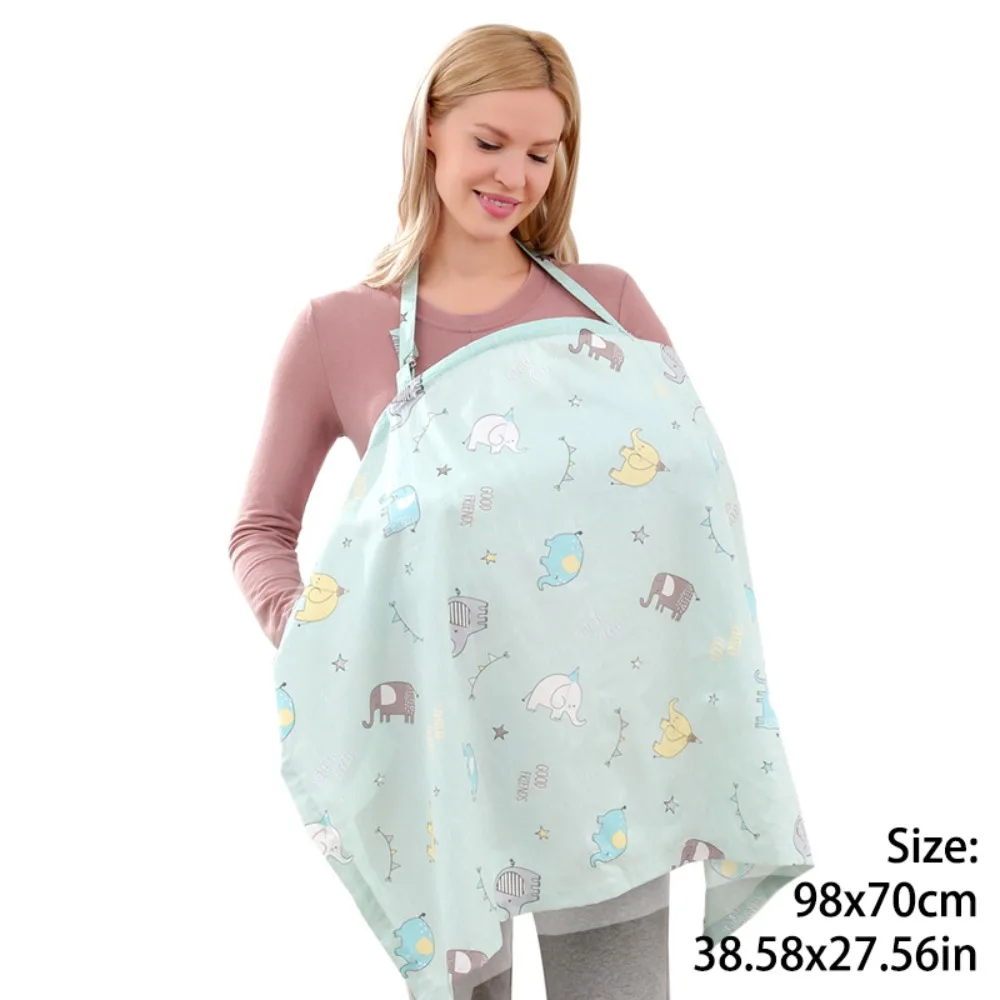 Mesh Breastfeeding Cover Cotton Cartoon Outdoor Nursing Towel Feeding Cover Adjustable Baby Stroller Blanket