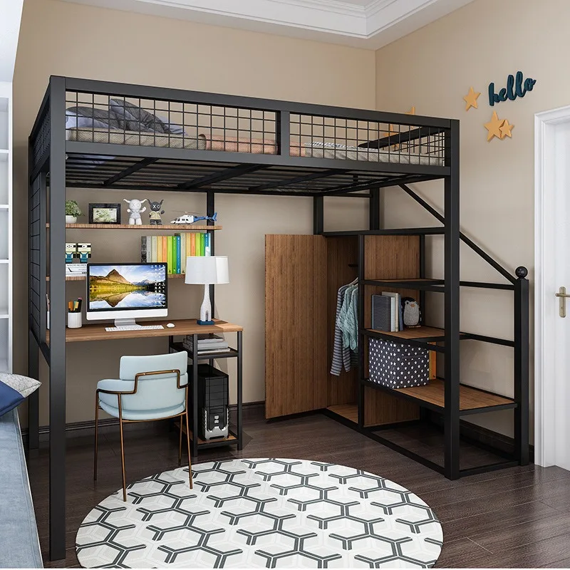 

# Nordic Modern Design Iron Wrought Metal Bed Multifunctional Loft Bed For Single Use For Hotel & Apartment Furniture