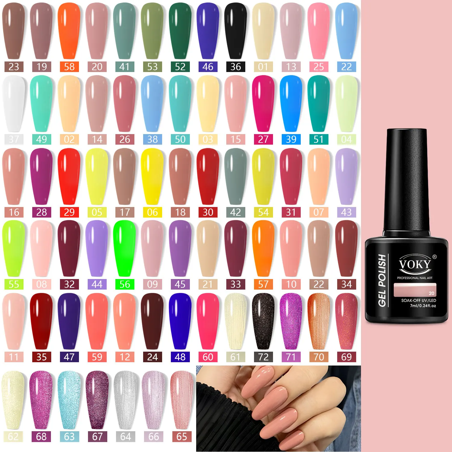 

VOKY 9-Piece Gel Nail Polish Set, featuring both glossy and matte finishes, suitable for DIY manicures or as a gift for salons.