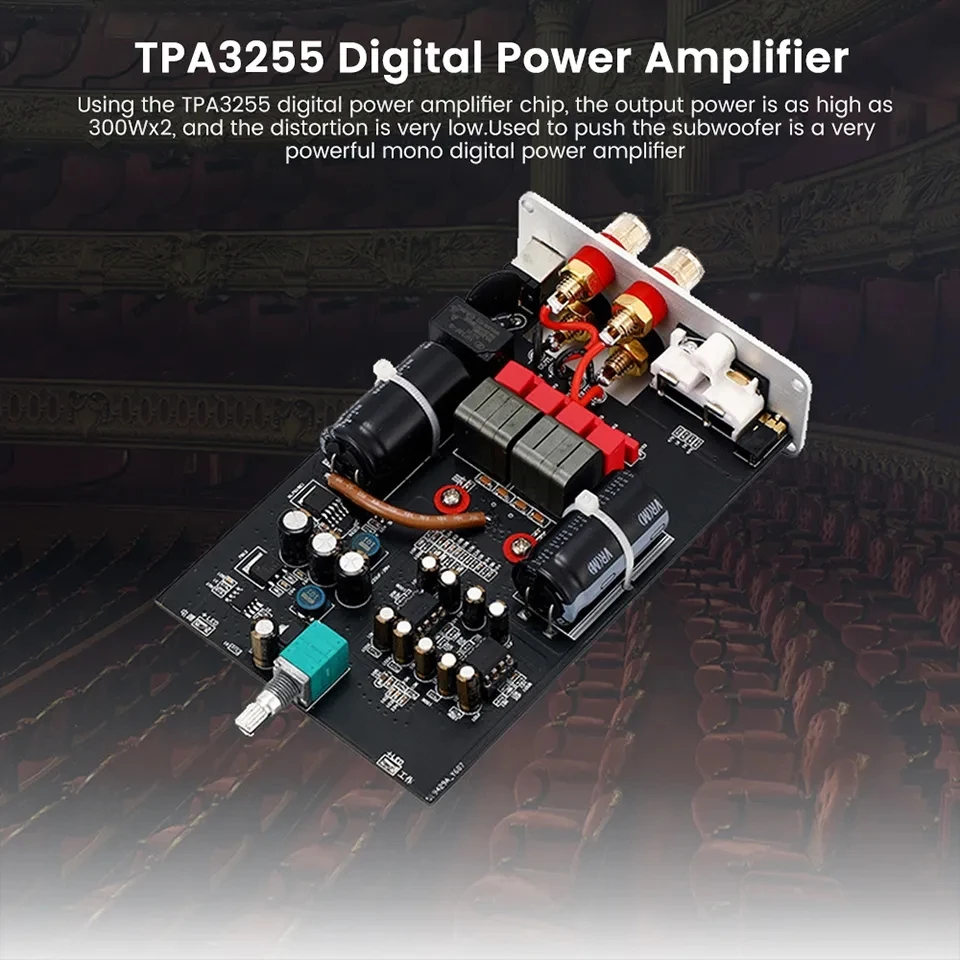 ลำโพงสเตอริโอ TPA3255เครื่องขยายเสียง300W * 2คลาส D มินิแอมป์2ลำโพงติดรถยนต์สำหรับชั้นวางหนังสือแบบพาสซีฟ