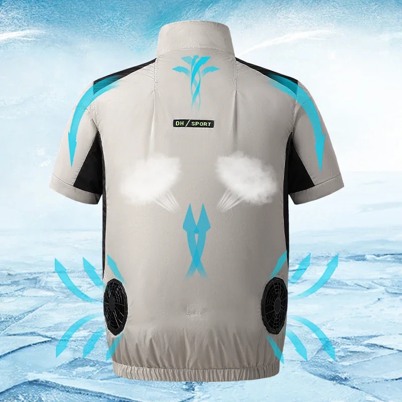 Chaleco de seda de hielo con ventilador para verano, chaqueta funcional con disipación de calor, USB, para pesca, aire acondicionado, senderismo y