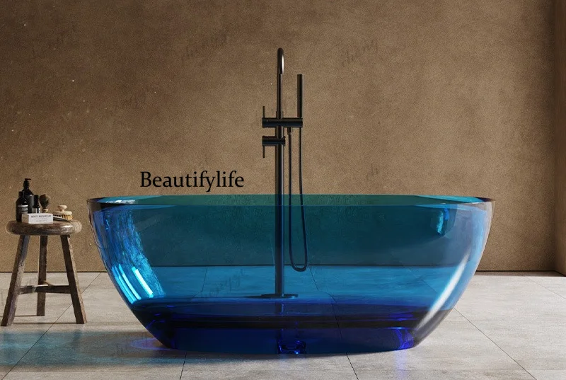Transparent resin, bathtub oval artificial stone bathtub freestanding one-piece molding thin edge