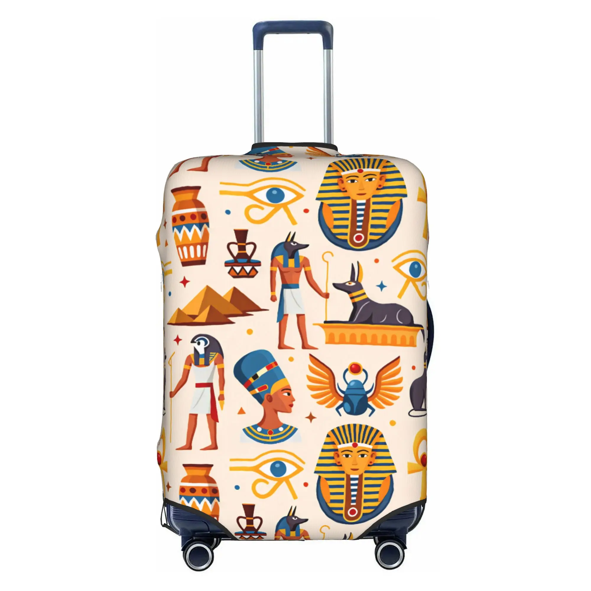 Anubis Egyptian Style Pyramids  Travel Luggage Cover Washable Pharaoh Golden Mask  Suitcase Cover Protector Fit 18-32 Inch