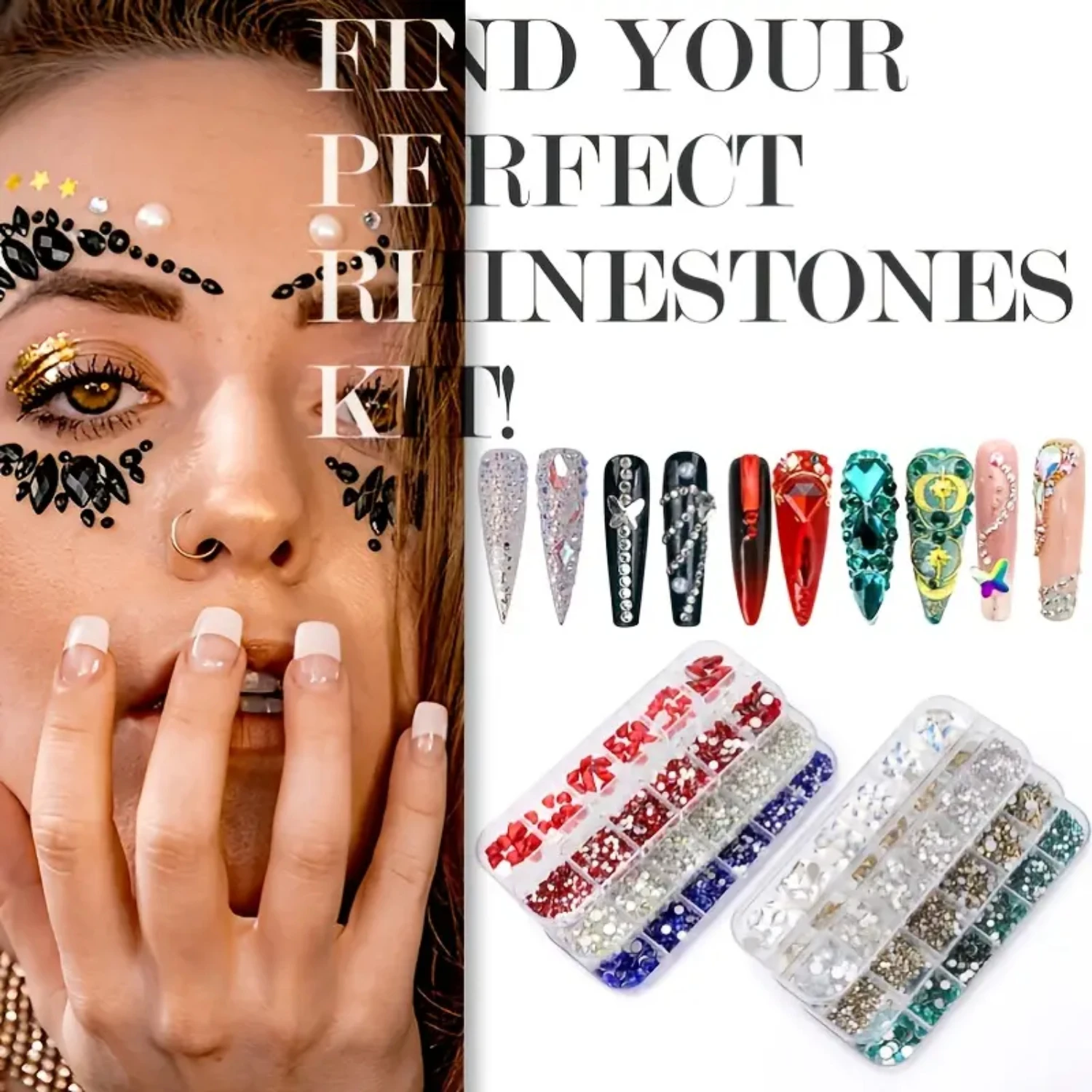 

Eye-Catching Multi-shaped Vibrant Crystal Rhinestones - 120 Pcs for Stunning Nail Art, Assorted Acrylic Stones in Various Sizes