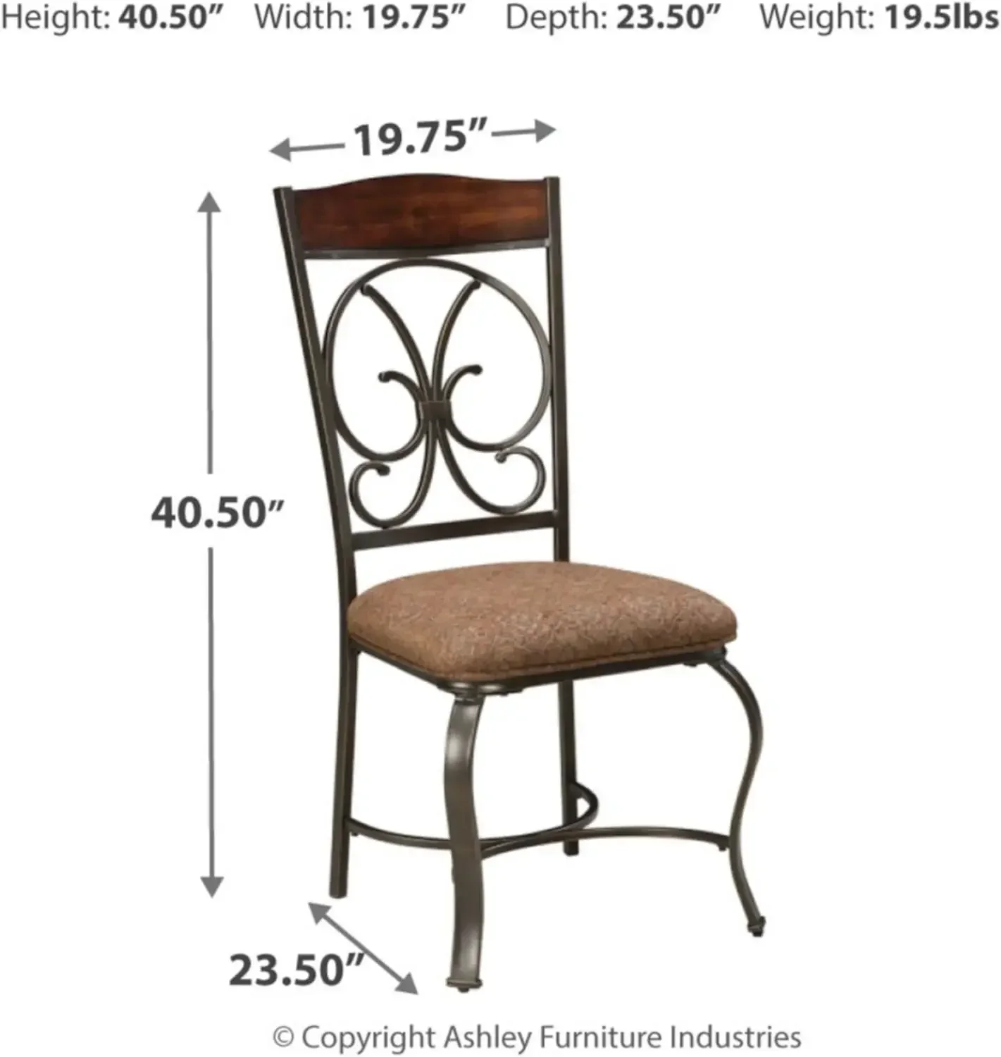 Glambrey Old World Dining Chair with Cushion, 4 Count,, Brown